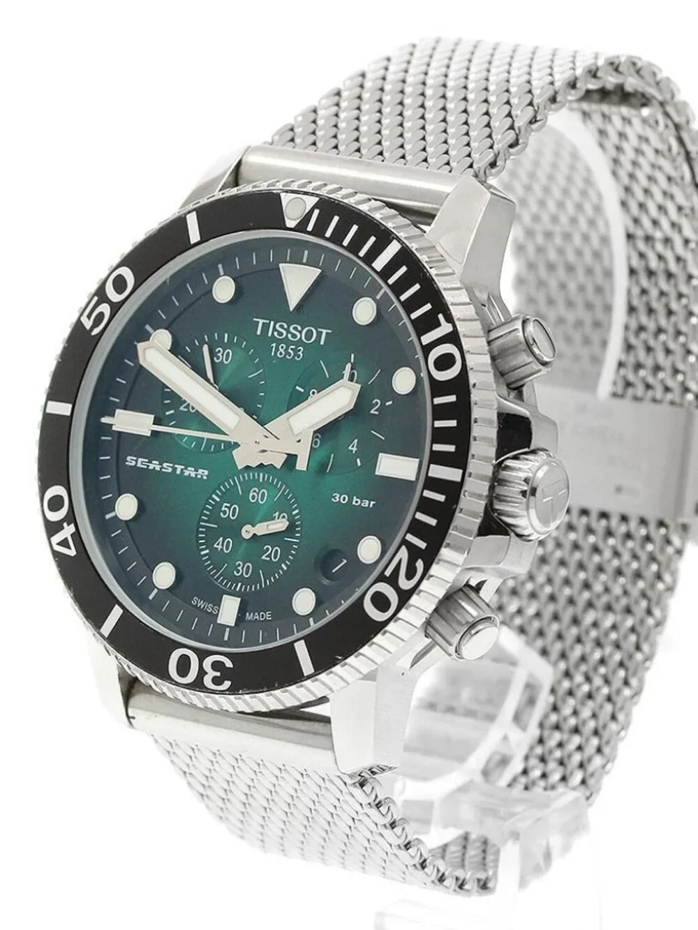 TISSOT Sea star 1000 T120417 Chronograph Date green Dial Quartz Men's_967965